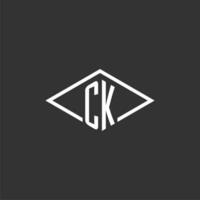 initialen ck logo monogram met gemakkelijk diamant lijn stijl ontwerp vector