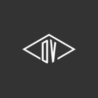 initialen dv logo monogram met gemakkelijk diamant lijn stijl ontwerp vector