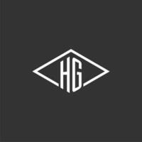 initialen hg logo monogram met gemakkelijk diamant lijn stijl ontwerp vector