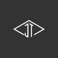initialen jt logo monogram met gemakkelijk diamant lijn stijl ontwerp vector