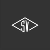 initialen sv logo monogram met gemakkelijk diamant lijn stijl ontwerp vector