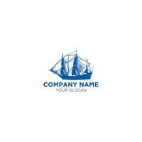 blauw oud schip logo ontwerp vector