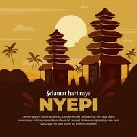 groet Bali dag van stilte of hari raya nyepi sociaal media post ontwerp sjabloon vector