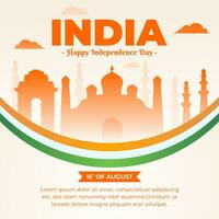 vlak sociaal media post ontwerp sjabloon voor Indië onafhankelijkheid dag viering vector