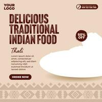 heerlijk traditioneel Indisch voedsel menu sociaal media post ontwerp sjabloon vector