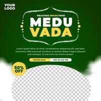 heerlijk Indisch voedsel menu sociaal media post ontwerp sjabloon vector