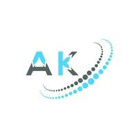 ak brief logo creatief ontwerp. en uniek ontwerp. vector