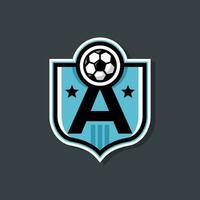 brief een voetbal logo. Amerikaans voetbal logo insigne met een voetbal bal illustratie. sport team logo vector. vector