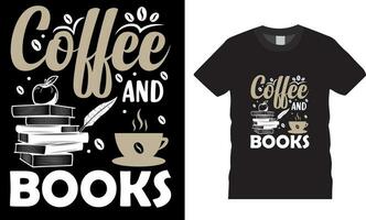 koffie en boeken koffie minnaar typografie t overhemd ontwerp vector sjabloon.