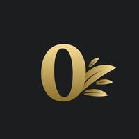 gouden nummer nul logo met bladgoud. vector