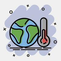 icoon globaal opwarming. ecologie en milieu elementen. pictogrammen in grappig stijl. mooi zo voor afdrukken, affiches, logo, infografieken, enz. vector