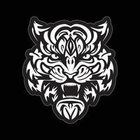 tijger gezicht sticker zwart en wit voor het drukken vector