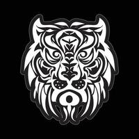 tijger gezicht sticker zwart en wit voor het drukken vector