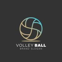 volley bal logo met creatief uniek ontwerp premie vector