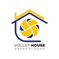 volley bal huis logo met creatief uniek ontwerp premie vector