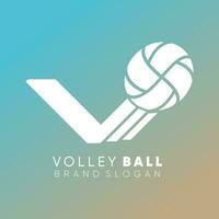 volley bal logo met creatief uniek ontwerp premie vector