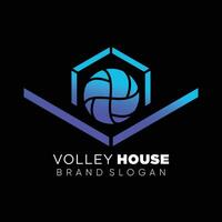 volley bal logo met creatief uniek ontwerp premie vector