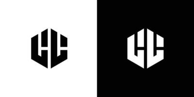 brief l l veelhoek, zeshoekig minimaal en professioneel logo ontwerp Aan zwart en wit achtergrond vector