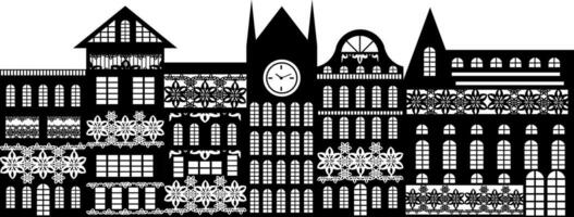 vector beeld van een doorlopend muur, bestaande van een verscheidenheid van meerdere verdiepingen gebouwen, versierd met decoratief elementen. eps 10