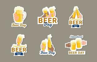 bier dag sticker collectie vector