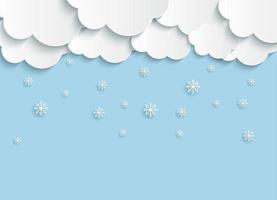 abstracte papieren wolken met sneeuwvlokken vectorillustratie vector