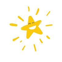 gelukkig ster vector illustratie. geel ster klem kunst in tekenfilm stijl. geluk vector. blij ster.