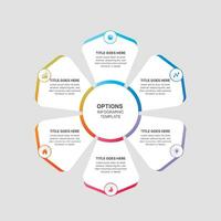 zes stappen opties cirkel ronde infographic sjabloon vector