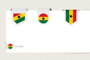 etiket vlag verzameling van Ghana in verschillend vorm geven aan. lint vlag sjabloon van Ghana vector