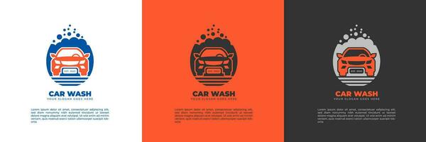 auto wassen bedrijf concept logo vector sjabloon. automotive schoonmaak onderhoud logo 3 kleur palet