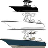 boot vector, visvangst boot vector lijn kunst illustratie voor t- overhemd of andere materialen het drukken