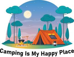 camping is mijn gelukkig plaats t-shirt ontwerp vector