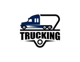 vrachtauto vector logo illustratie, goed voor mascotte, levering, of logistiek,embleem industrie, vlak colo