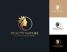 schoonheid haar- salon logo ontwerp voor bedrijf met gouden helling kleur concept premie vector 1