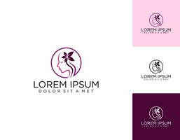 vector abstract logo en branding ontwerp Sjablonen in modieus lineair minimaal stijl, embleem voor schoonheid studio en schoonheidsmiddelen - vrouw portret, mooi vrouw gezicht - insigne voor maken omhoog artiest, mode