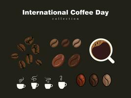 Internationale koffie dag naadloos patroon cappuccino geroosterd oktober arabica aroma cafe cafeïne kunst vector