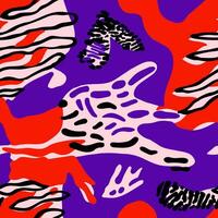 abstract vreemd tekening plek. primitief kunst luipaard vacht behang. creatief dier huid naadloos patroon. modern camouflage achtergrond. vector