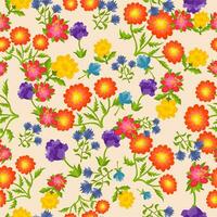 schattig tekenfilm bloeiend bloemen in vlak stijl naadloos patroon. helder bloemen achtergrond. vector