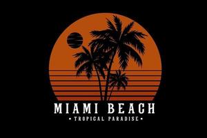 Miami strand tropisch paradijs silhouet ontwerp vector