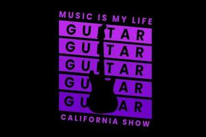 muziek is mijn leven californië toon typografieontwerp met gitaar vector