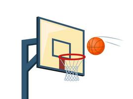 basketbal. bal vliegend in de basketbal ring. vector illustratie.