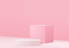 minimaal roze podium en scène met 3d render vector in abstracte achtergrond samenstelling, 3d illustratie mock up scène geometrie vorm platform formulieren voor productvertoning. podium voor product in modern.