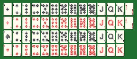 minimalistische ontwerp dek van poker spelen kaarten, vol dek. vector