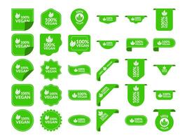 veganistisch, natuurlijk, bio, ecologie, biologisch logos en insignes, label, label. groen blad geïsoleerd Aan wit achtergrond, vector voor Product etiket