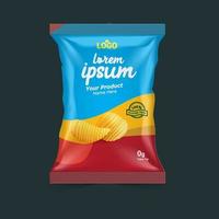 gratis chips en droog fruit pakketontwerp, foliezakken geïsoleerd op een witte achtergrond in 3d illustratie vector