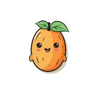 vector illustratie van schattig kawaii fruit vector icoon, tekenfilm karakter papaja geïsoleerd Aan wit achtergrond.