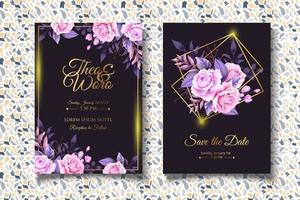 luxe hand tekenen bloemen bruiloft uitnodigingskaart vector