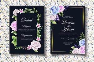 luxe hand tekenen bloemen bruiloft uitnodigingskaart vector