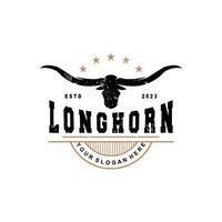 Longhorn dier logo ontwerp, boerderij retro wijnoogst toeter minimalistische gemakkelijk sjabloon illustratie vector