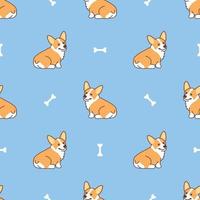 schattige corgi hond zitten cartoon naadloze patroon, vectorillustratie vector