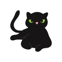 zwart kat met groen ogen Aan een wit achtergrond. vector illustratie.
